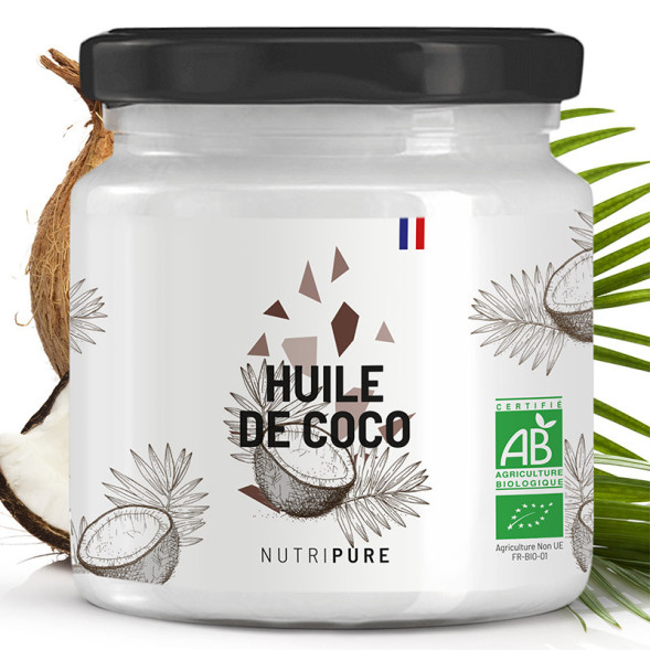 Huile de coco bio 100 vegan 400ml non raffinée & crue