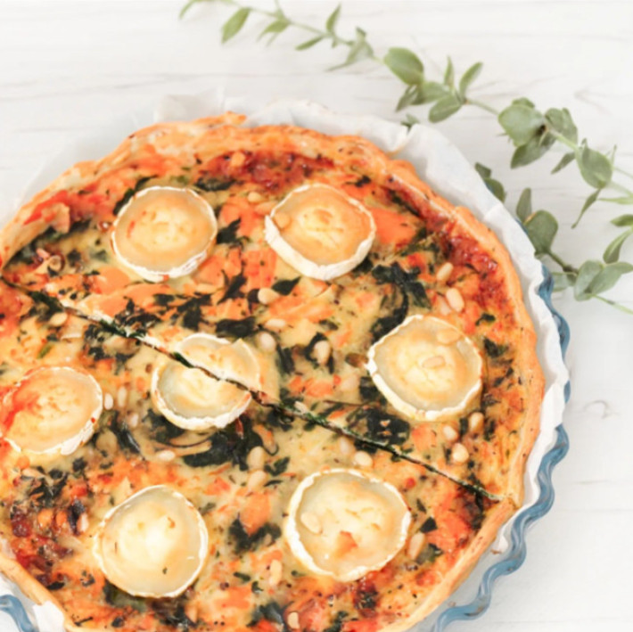 Quiche truite-chèvre-épinards